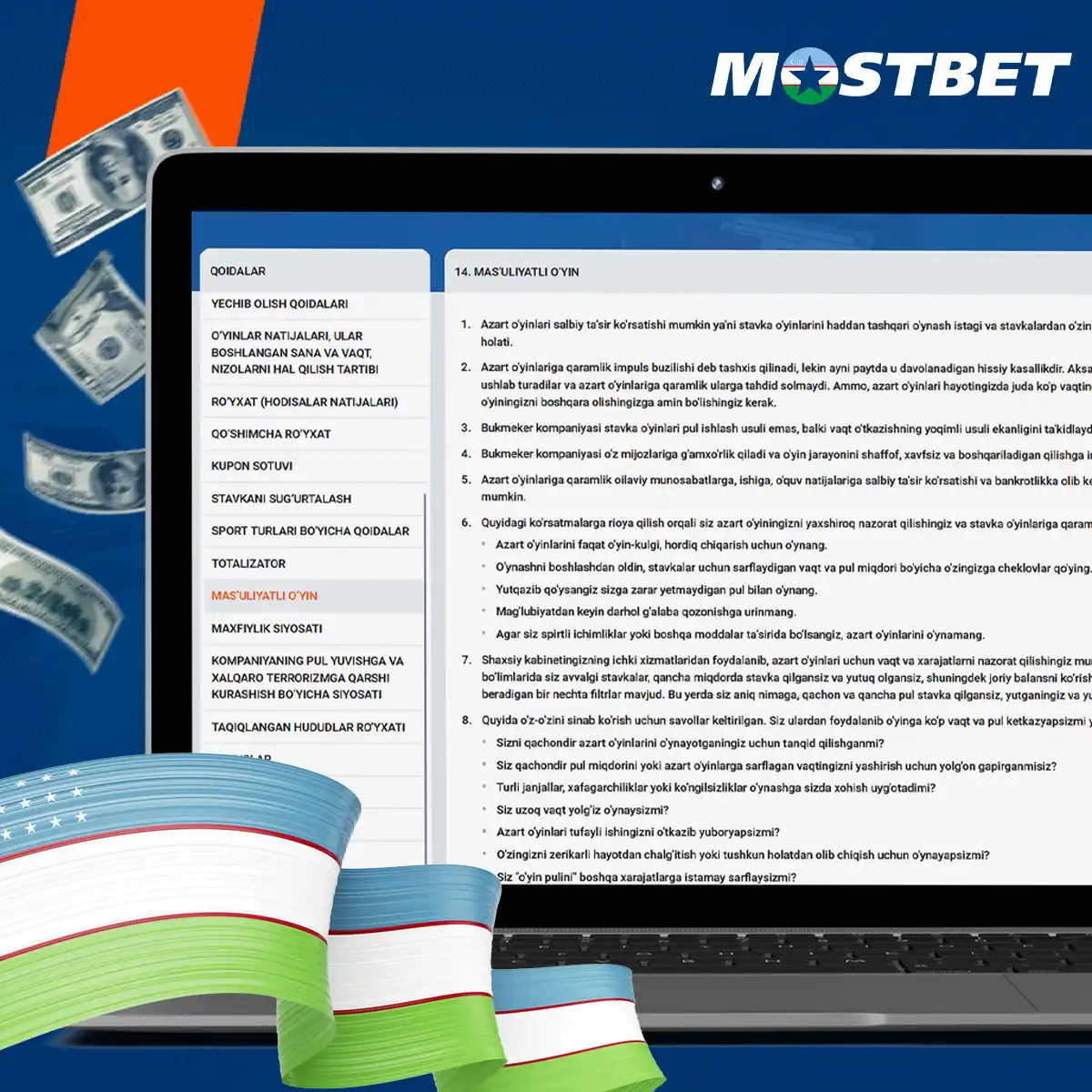 Mostbet mas'uliyatli qimor o'yinlarini taklif qiladi